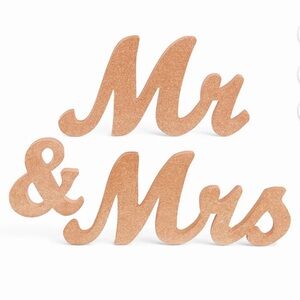 Mr & Mrs Glitter Rose Gold Table Sign - Wedding Decoration